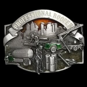 Professional‎ Roofer Belt Buckle Trade Specialties Construction Theme Pewter